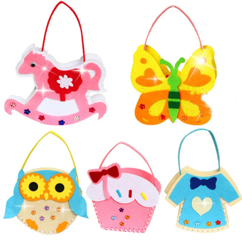 ZYOKRA Дети раннего обучения ручной работы мультфильм сова бабочка лошадь торт сумка нетканый Войлок DIY пакет нетканый Войлок DIY Pac