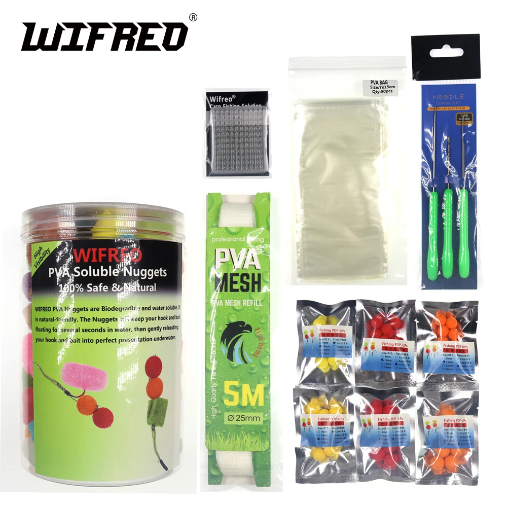 Wifreo 11 упаковок/Набор для ловли карпа PVA Mesh + Bag Nuggets Foam Pop Ups Bait инструменты оснастки