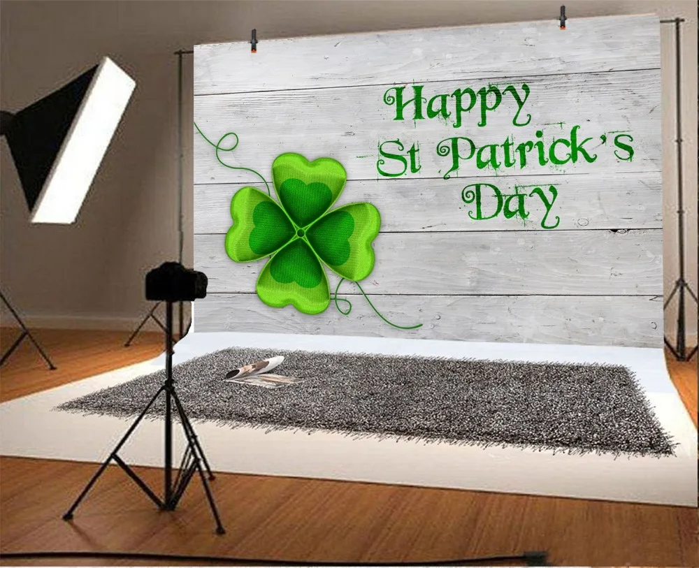 Laeacco Wooden Board Clovers St. Patrick's Day Photography Background Customized Photographic Backdrops For Photo Studio | Электроника