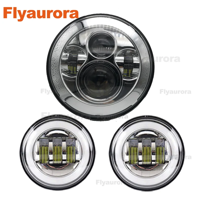 

Headlight 7" LED Motor Headlight 4.5" 4 1/2 inch Passing Lights for Yamaha YBR125 YBR 125 02-13 Honda kawasaki w800