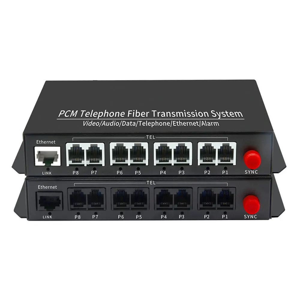 1 пара 8-канальный PCM голосовой тел по оптоволоконному мультиплексору расширитель