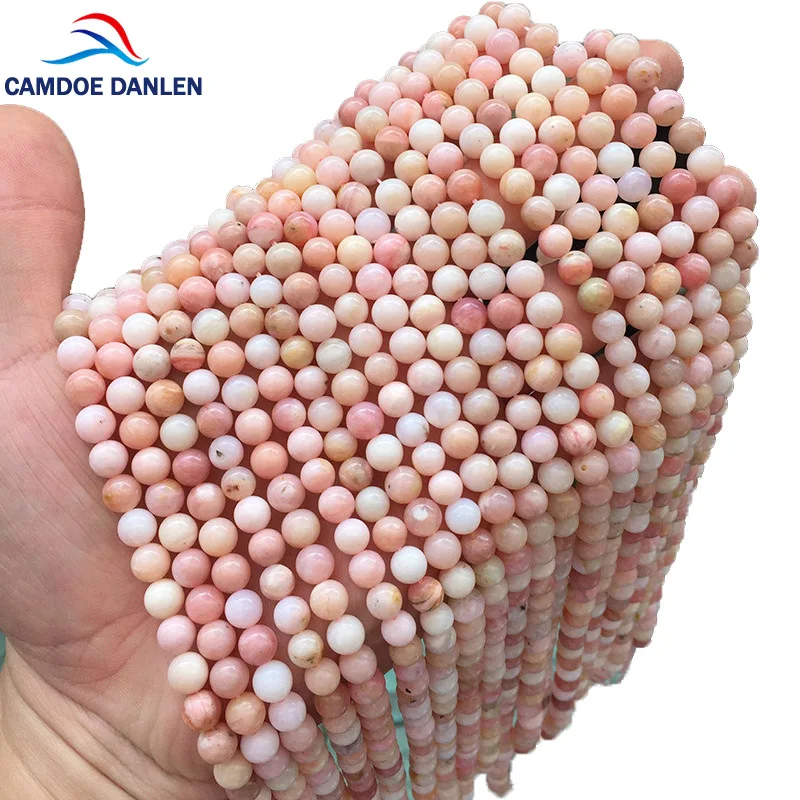 Круглые бусины с розовым опалом CAMDOE DANLEN россыпью из натуральной Перу 6/8/10/12 мм