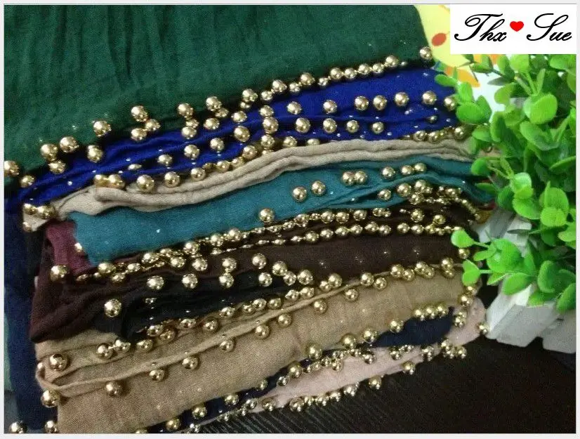 Бесплатная доставка жемчужный хлопок вискоза шарф Мусульманский хиджаб