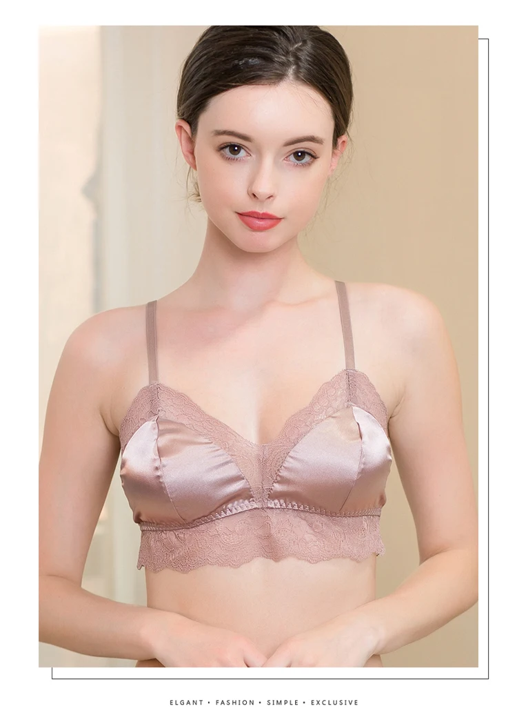 100% шелковое Сексуальное цветочное кружево мягкий бюстгальтер тонкие рейлетт