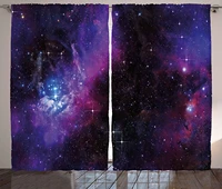 space curtains decor nebula dark galaxy with luminous stars and cosmic rays astronomy explore theme living room bedroom window