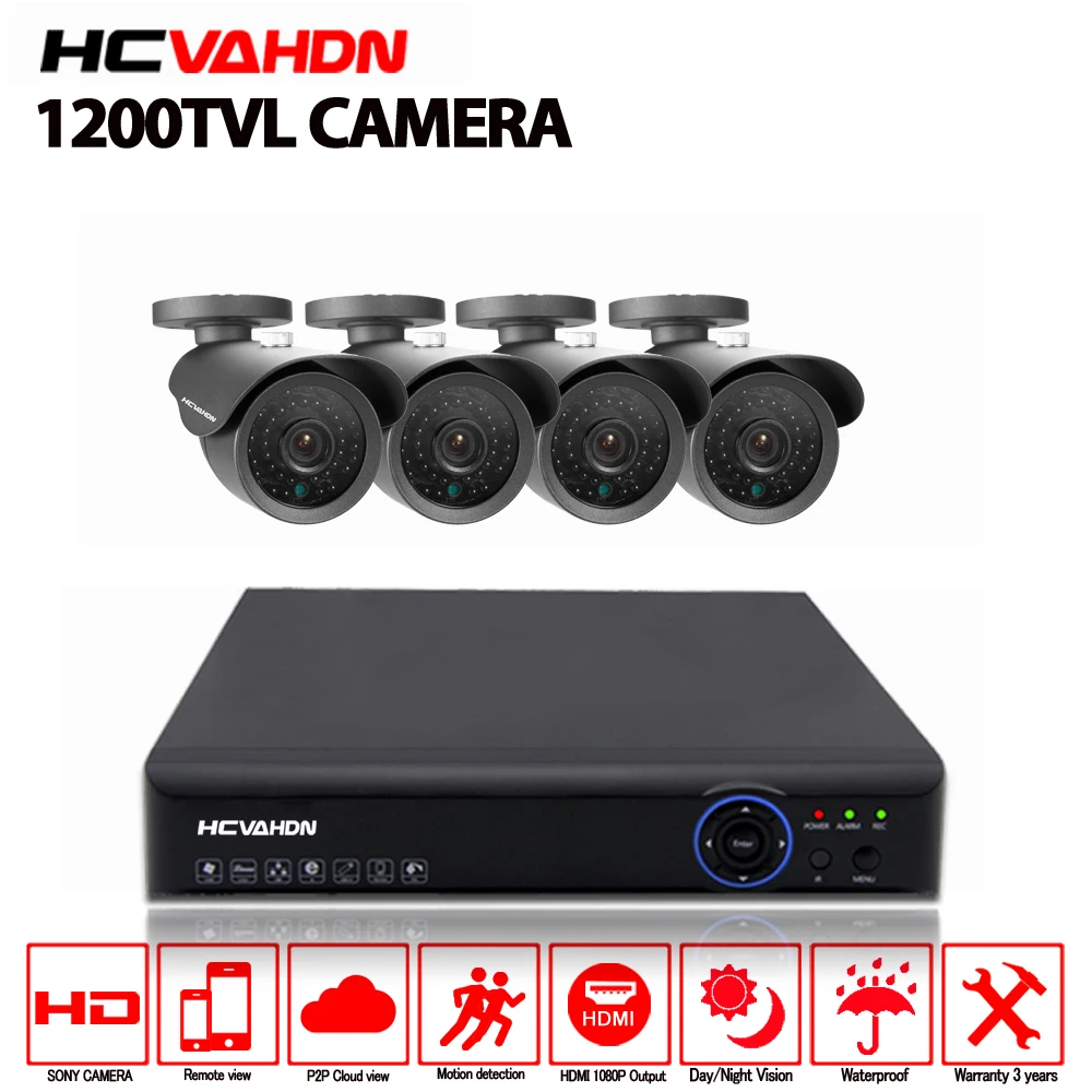 8 канальный AHD DVR NVR система Комплект 8CH безопасности с 4 шт. 720P Sony 1MP Bullet 1200TVL CCTV HD