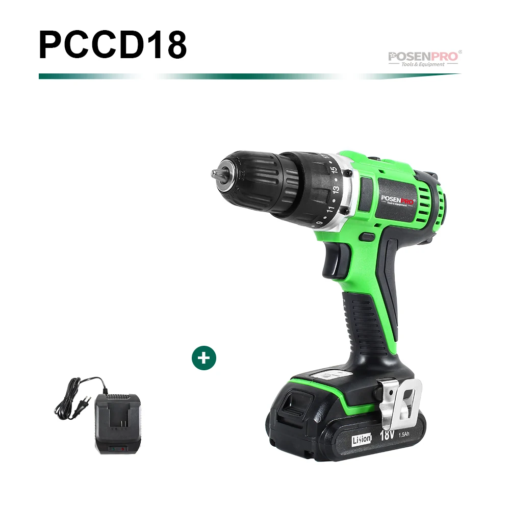 SET4 POSENPRO 18V 45Nm DC литий-ионный Батарея 3/8 дюймов 2-Скорость электрическая дрель Мини Электрическая отвертка Беспроводной Мощность драйвер - Цвет: SET4