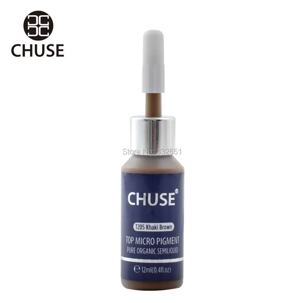 CHUSE T205 хаки коричневый микроблейдинг Микро Пигмент Перманентный макияж чернила татуировки косметический цвет прошел SGS, DermaTest 12 мл(0.4fl.oz