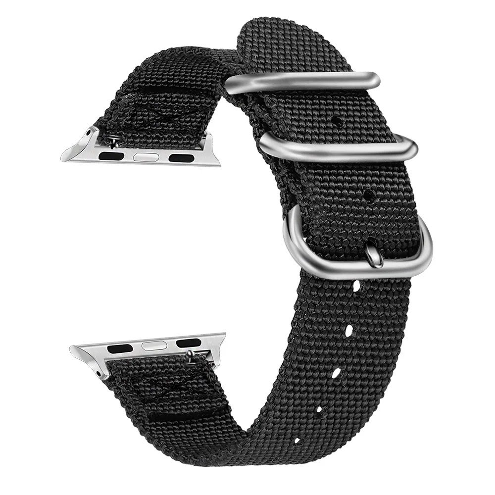 Black S Подлинный нейлоновый ремешок для часов iWatch Apple Watch 5 4 3 2 1 44 мм 40 мм 42 мм 38 мм спортивный ремешок стальной браслет с застежкой - Цвет ремешка: Black S