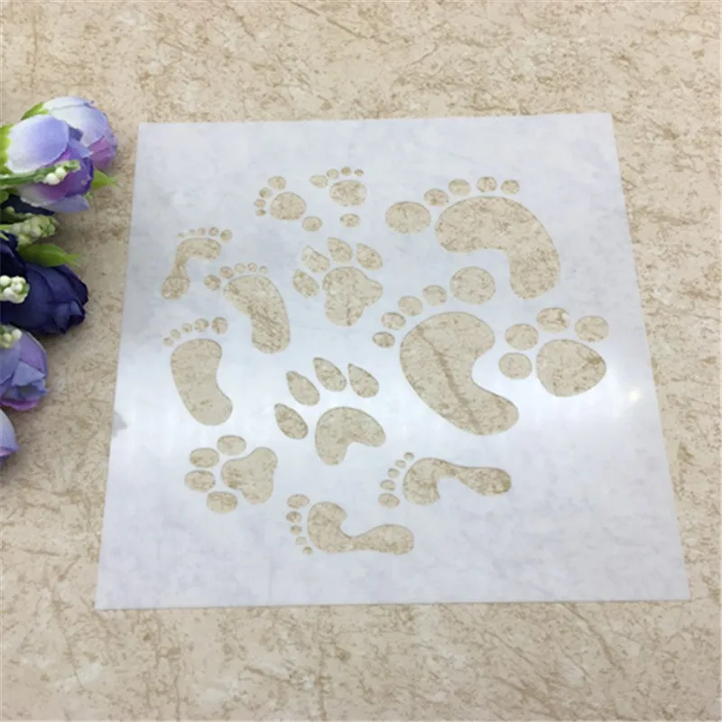 

Foot Plastic Layering Stencils for DIY Scrapbooking/photo album Decorative Embossing DIY Paper Cards Crafts