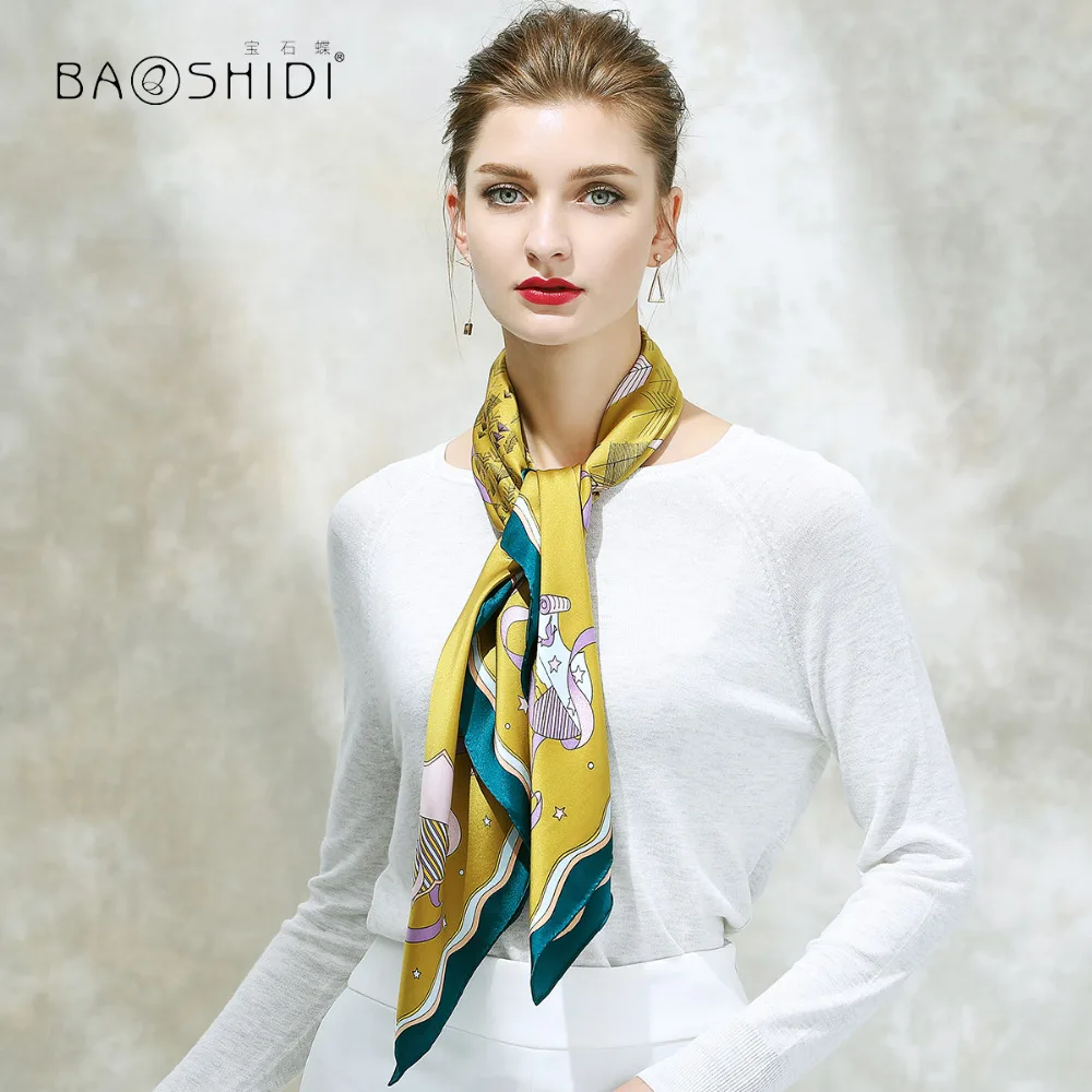 [BAOSHIDI] 2017 Осень Новое поступление 100% шелк 16 момме толстый 90*90 см квадратный шарф