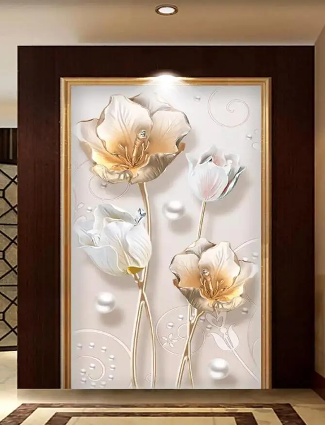 Настенные 3D обои на заказ объемный тюльпан рельефное украшение крыльцо цветок