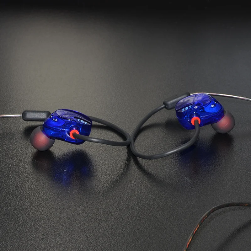 KZ ZS2 двойные динамические наушники с шумоподавлением стерео вкладыши крючками HiFi