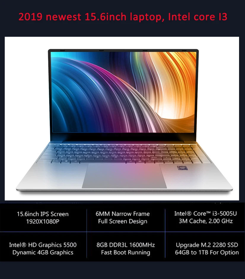 15,6 дюймов 8 ГБ ОЗУ 1 ТБ SSD ноутбук intel Core I3 5-го поколения. 1920*1080 ips HD экран клавиатура с подсветкой игровой ноутбук компьютер