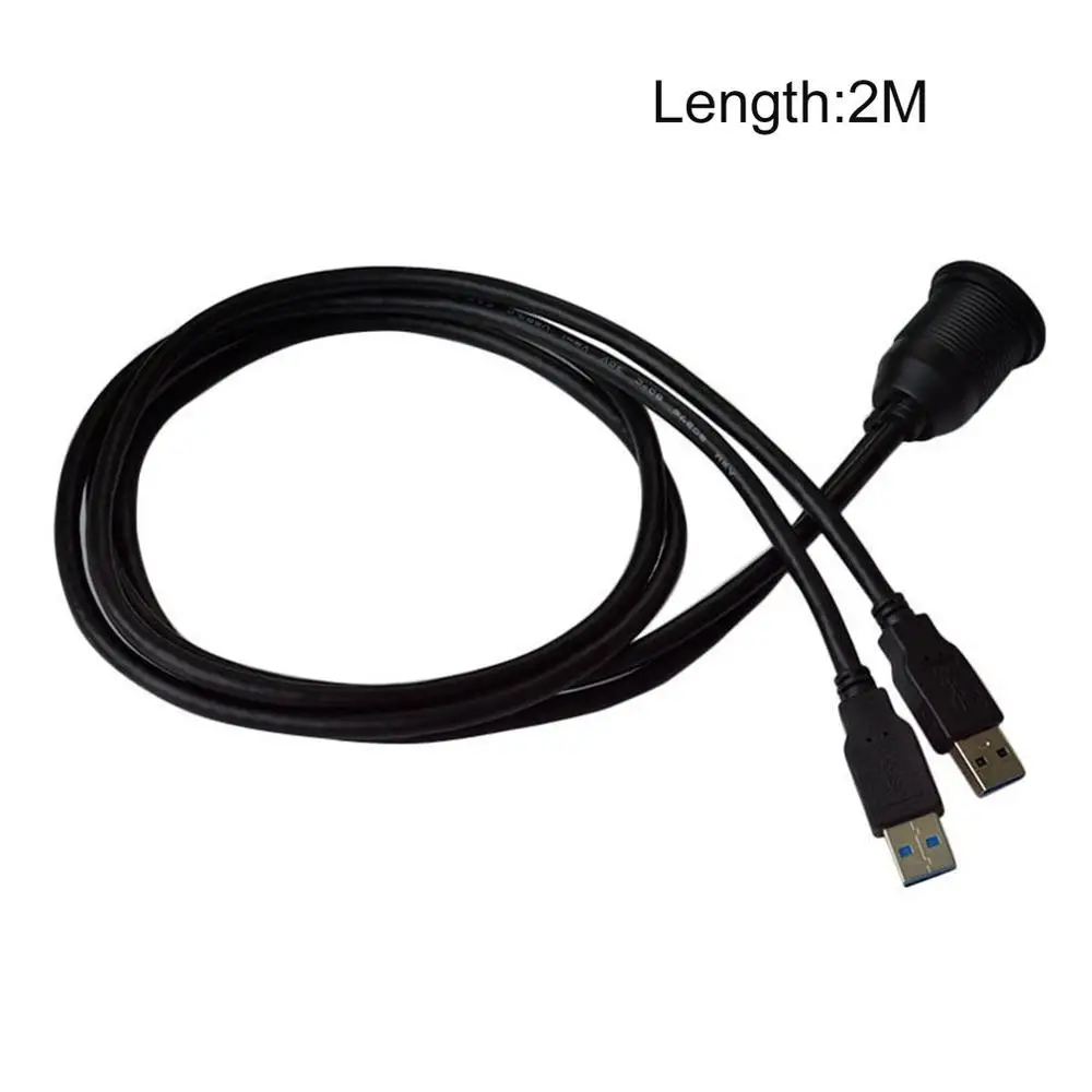 USB 2,0 порт папа-мама Удлинительный кабель Водонепроницаемый Заподлицо Двойной USB док-станция адаптер приборной панели Пан для автомобиля мотоцикла - Название цвета: 2M