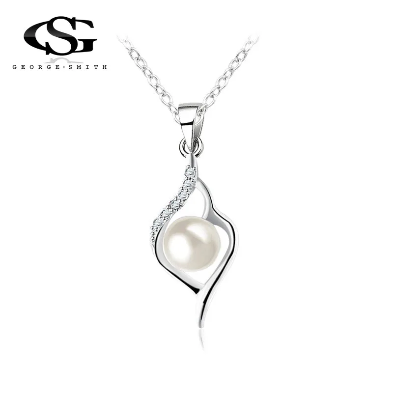 GS натуральный искусственный жемчуг клетка кулон ожерелье серебро 925 пробы