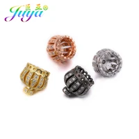 juya 2pcs diy tassels earrings findings goldsilver color decoration crown bead caps for women handmade tassels jewelry making