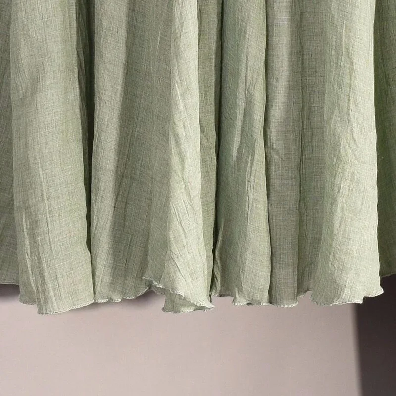 2018 New A-Line Women Linen Cotton Skirts Elastic Waist Two Layers Pleated Maxi Beach Boho Vintage Long Summer | Женская одежда