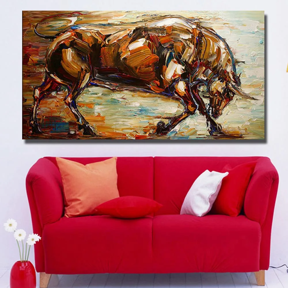 Angry ox wild bull масло для животных расписанное вручную 100 Современное абстрактное