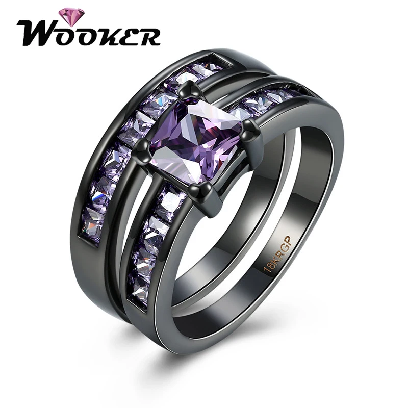 WOOKER Классический Европейский Популярные Braidal Наборы Фиолетовый Циркон Ретро