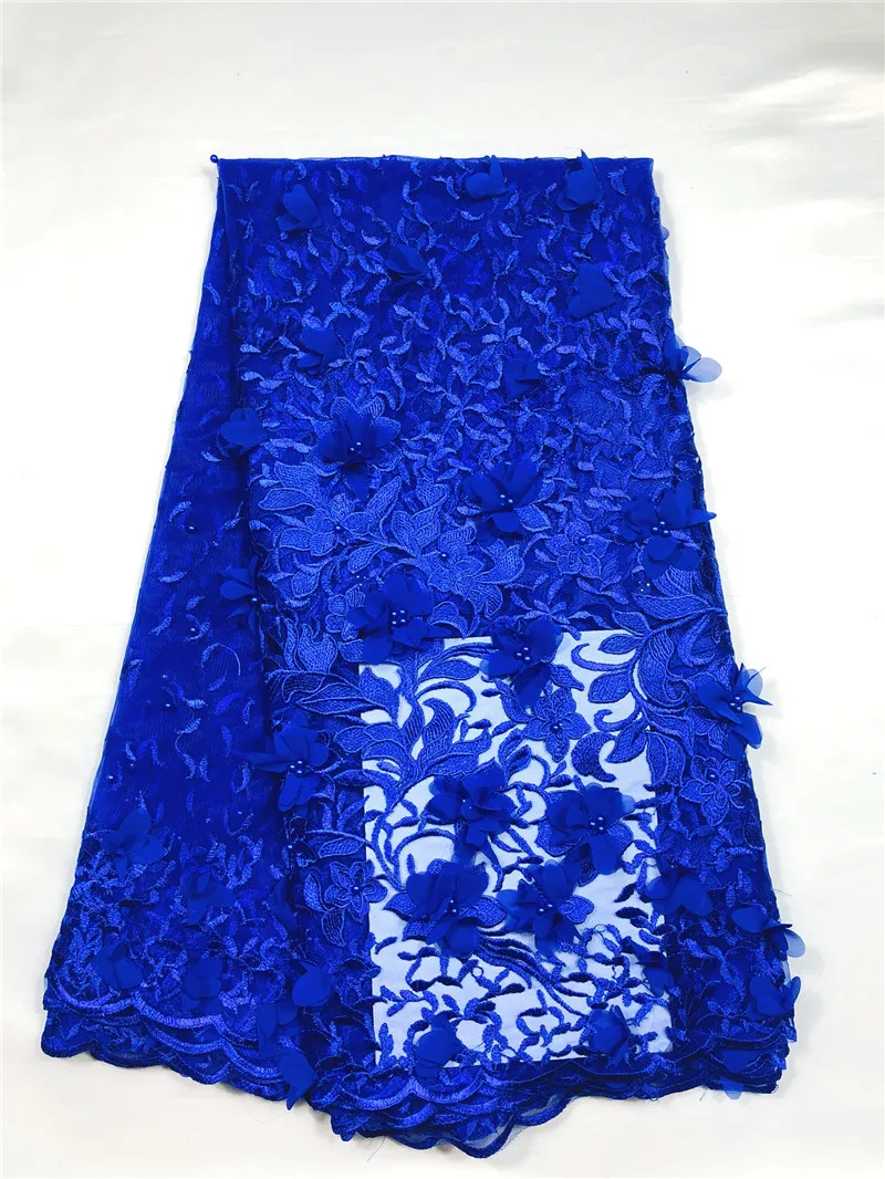 Новейшая фатиновая кружевная ткань с бусинами и 3D цветами Высококачественная