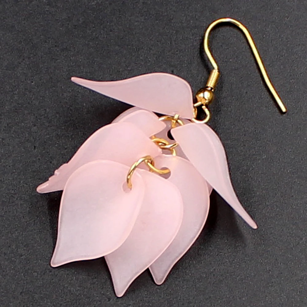 Kakee 316 Stainless Steel Earrings Plastic Flower Petal Tassel Drop Dangle Earring for Women Fashion Korean Wedding Jewelry | Украшения и
