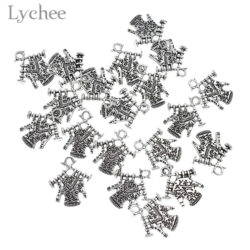 Lychee 20 шт. трендовые вязанные подвески в форме свитера античный серебряный цвет