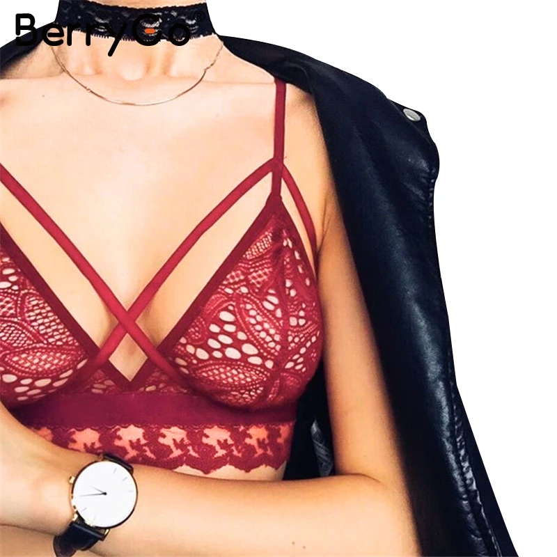 BerryGo Сексуальная выдалбливают кружева bralette Неприкрытая лето спинки intimates белье