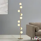 Современный скандинавский светодиодный напольный светильник, золотой, железный, молочно-белый стеклянный шар, модный светильник, фойе, спальня, освещение, диван, светильник для чтения 2362