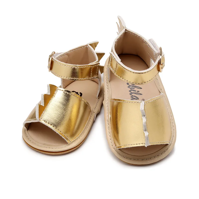 Сандалии детские из ПУ кожи однотонные на плоской резиновой подошве