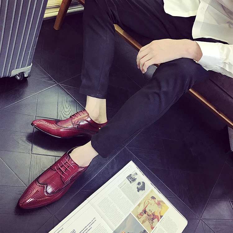 Мужские классические кожаные туфли мужские деловые свадебные на шнуровке в