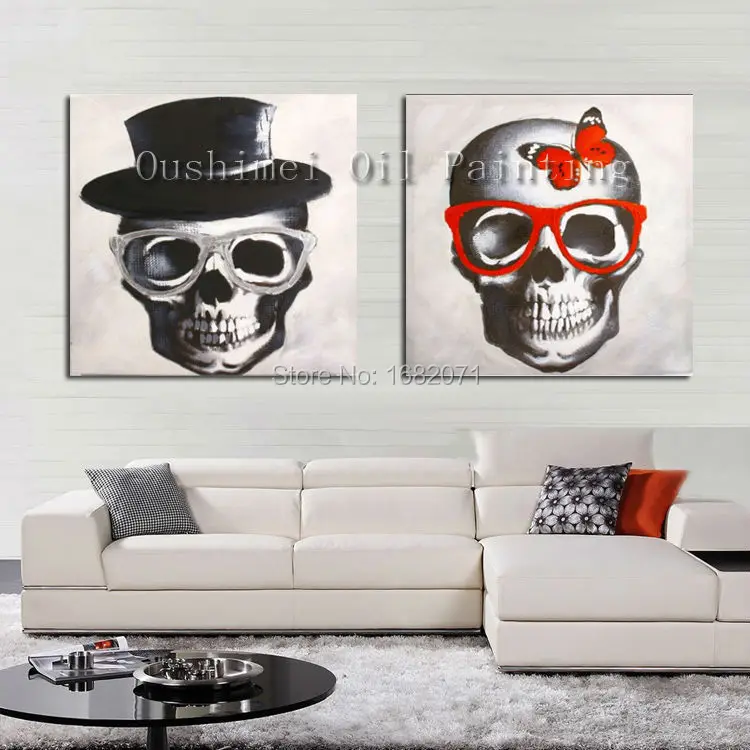 Профессиональный художник ручная роспись абстрактный череп картина маслом на