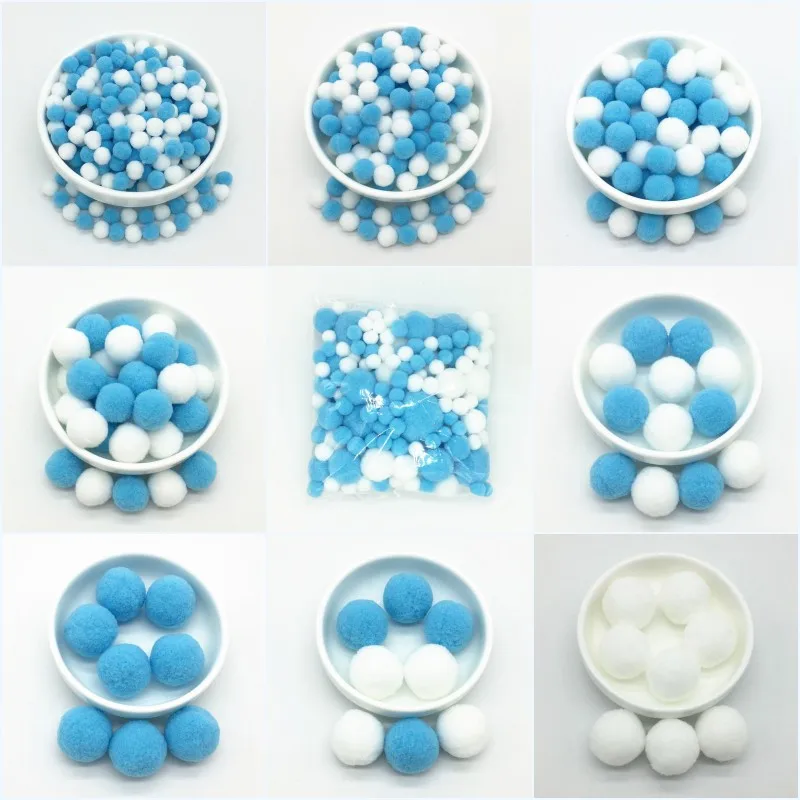 

Белые, небесно-голубые помпоны, мягкие помпоны для поделок своими руками, помпоны, шарики, Свадебный декор, клей на ткани, аксессуары от 8 мм д...