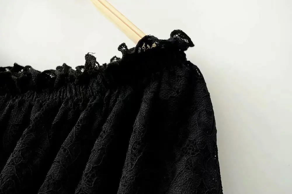 Женские модные сексуальные черные кружевные короткие женские блузки с
