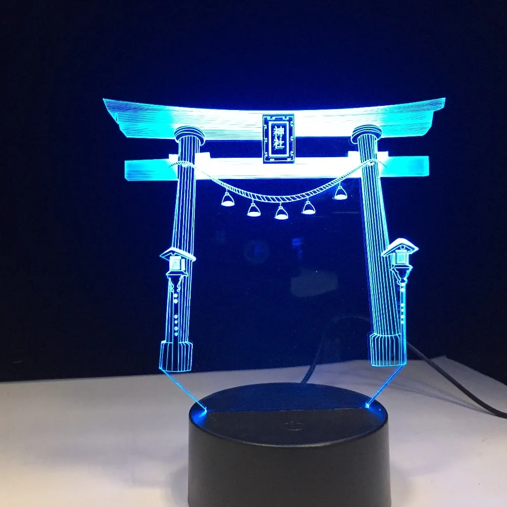 Японский Храм тороро USB 3D светодиодный ночной Светильник многоцветный RGB