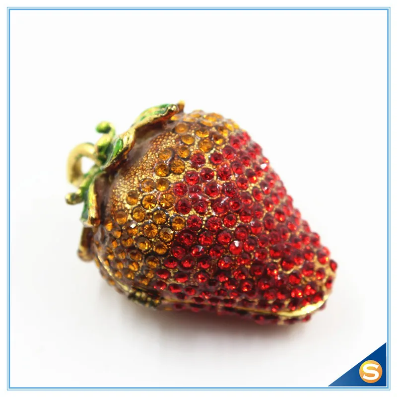 Кольцо с клубничкой серьги ожерелье безделушка коробка металлические украшения