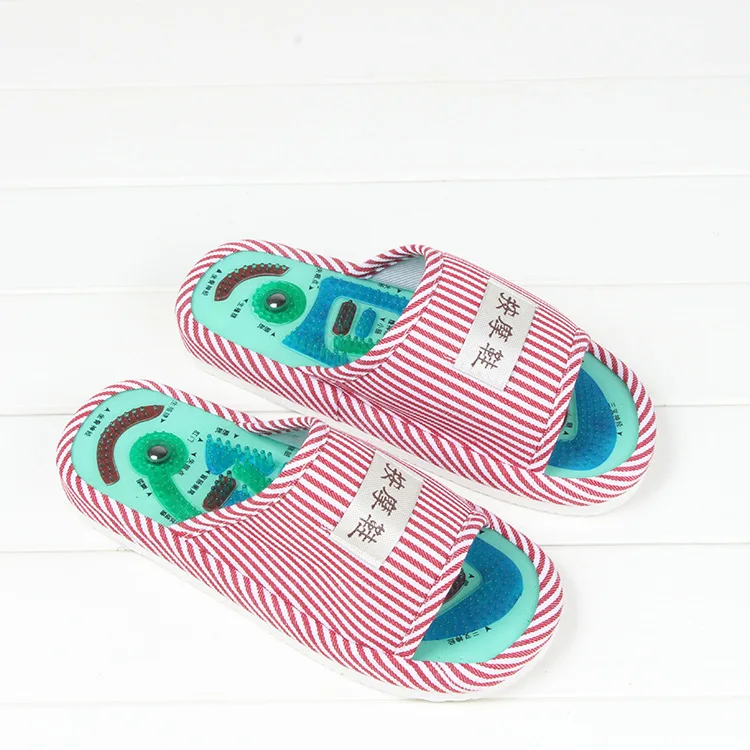 Прямая поставка мужские массажные тапочки в синюю полоску таичи Акупунктура с