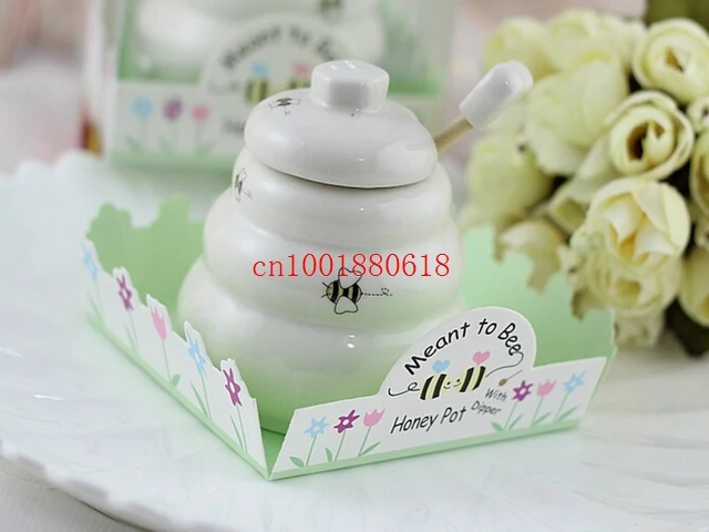 

New Arrival Wedding Baby Shower Favor Gift Meant to Bee Ceramic Honey Pot ,50pcs/lot