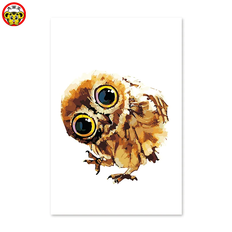 Цифровая картина маслом мультяшная Сова милая и забавная картинка по номерам