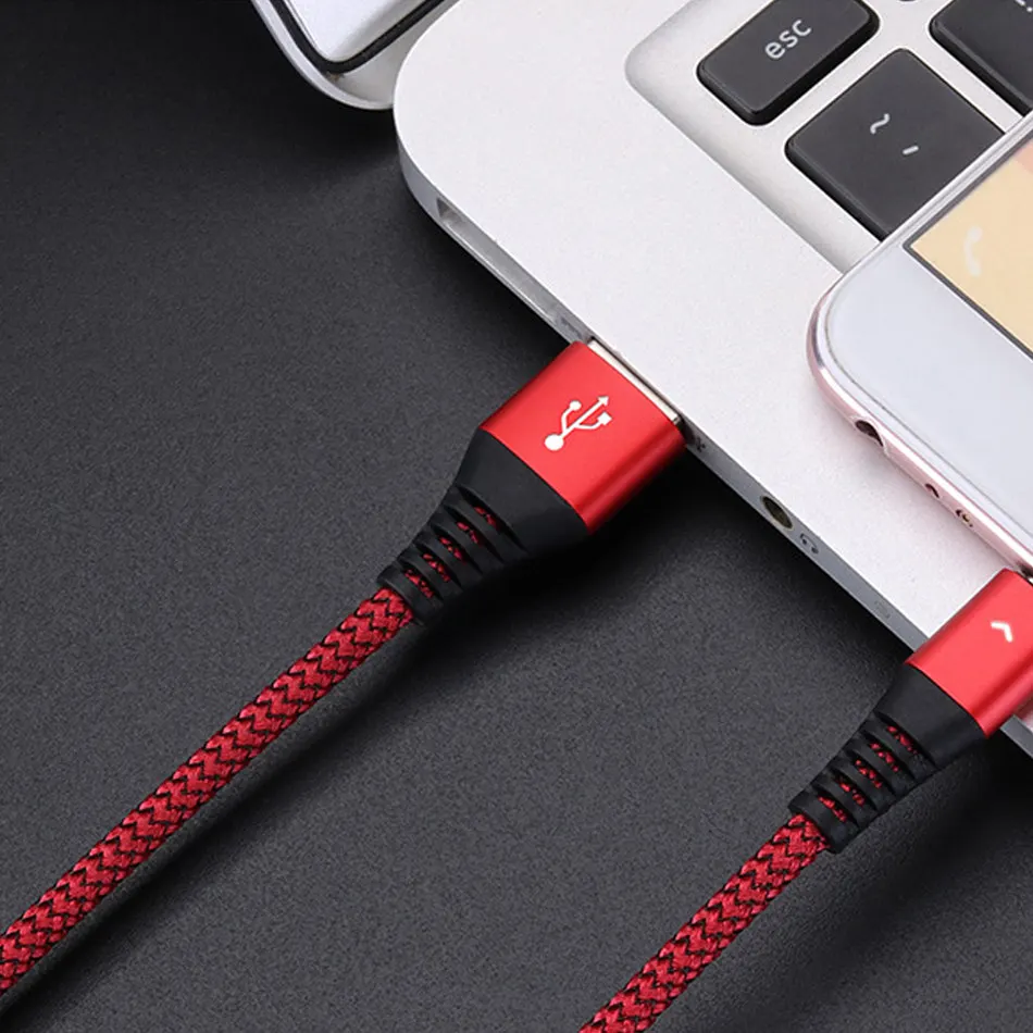 Red OLAF Microusb кабель светодиодный светильник 2.4A Быстрая зарядка Micro USB кабель для передачи данных для samsung S7 S6 xiaomi android кабели для мобильных телефонов шнур - Цвет: Red