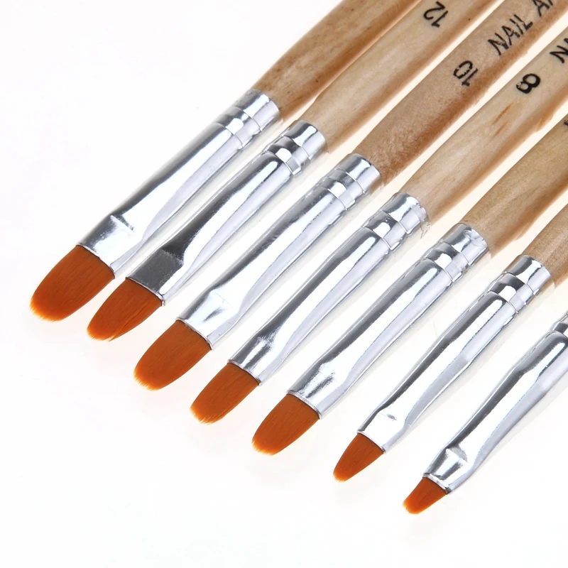 Monja 7Pcs Nail Art Dome Acrylic Poly Uv Gel Extension Builder Coating Builder Flower Painting Brush Manicure Tool