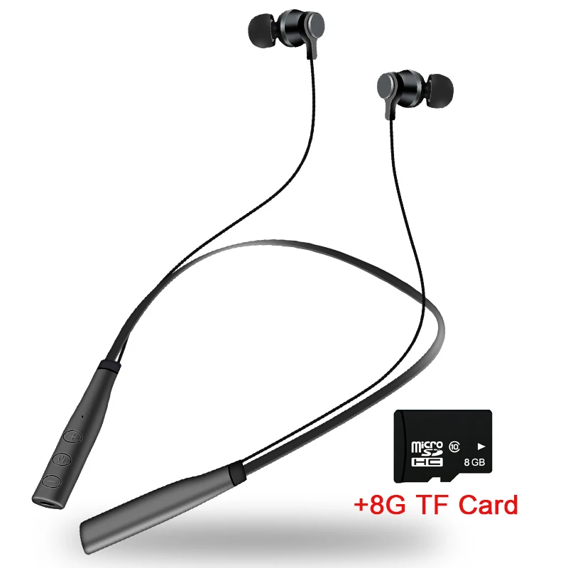 Black with 8G TFCard Спортивные Bluetooth наушники, беспроводные наушники, стерео Bluetooth 4,2, гарнитура, поддержка TF карты, MP3, с микрофоном для iPhone, Android, sony - Цвет: Black with 8G TFCard