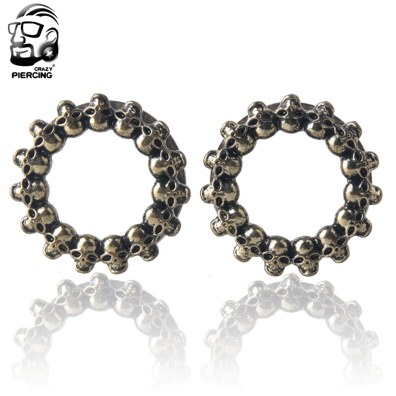 Винт с изображением скелета 316L пирсинг из хирургической стали затычки для ушей в