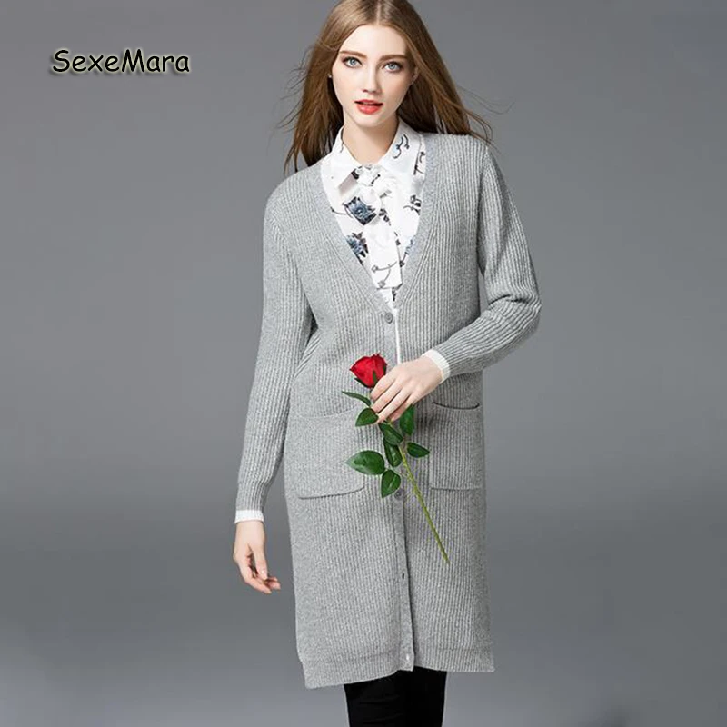 2017 New Solid Women Standard Knitted Sweaters Slim Long Sleeve V-Neck Cardigants Spring Casual Female knitwear |