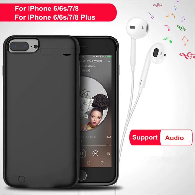 5000/7000 мА портативное зарядное устройство для iPhone 6/6s/7/8 внешнее резервное Plus чехол