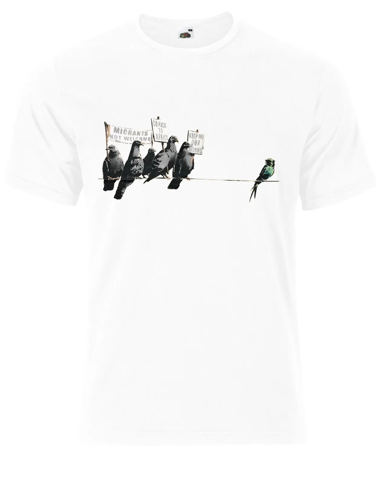 Мужская футболка Banksy protesting anti-immigration zealbic birds brexit удобная AG79 Повседневная с