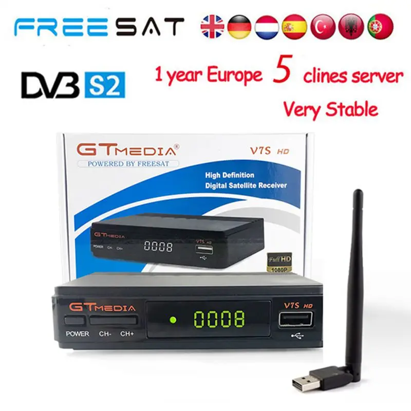V7S HD with 5 lines Freesat V7 HD Ccam спутниковый ресивер+ 1 год Европа Испания CCam 5 Cline сервер+ 1 USB wifi DVB-S2 ресивер спутниковый HD ресивер - Цвет: V7S HD with 5 lines