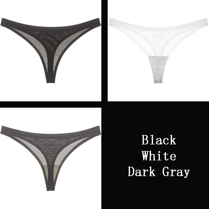 Black White Gray DULASI ледяные шелковые трусы-бикини трусики сексуальное женское нижнее белье женские стринги трусики для женщин низкая талия Бесшовные трусики для девушек - Цвет: Black White Gray