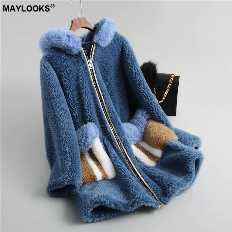 MAYLOOKS 2018 Новое модное меховое пальто 18088|Шубы и дубленки| |