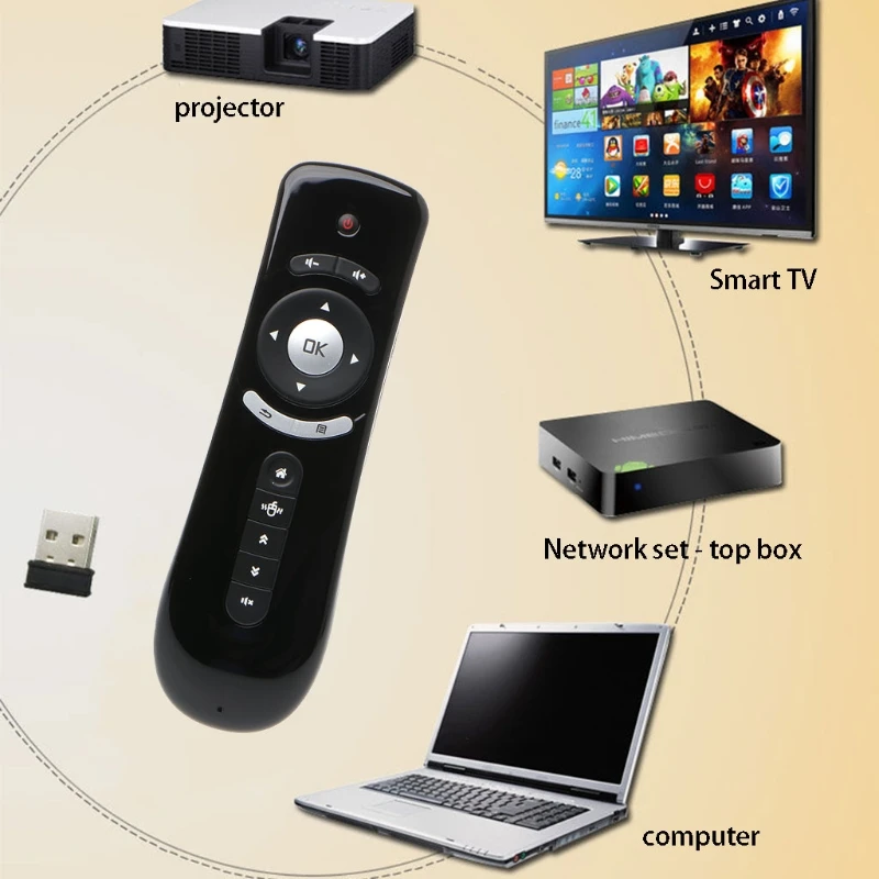 2.4GHz Fly Air Mouse T2 Remote Control Wireless 3D Gyro Motion Stick For Sense Game PC Android TV Box Google Smart | Электроника